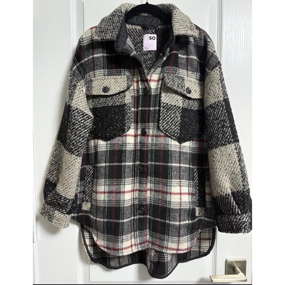 NEW Flannel Plaid Heavy Shacket Oversized Jacket Coat SO